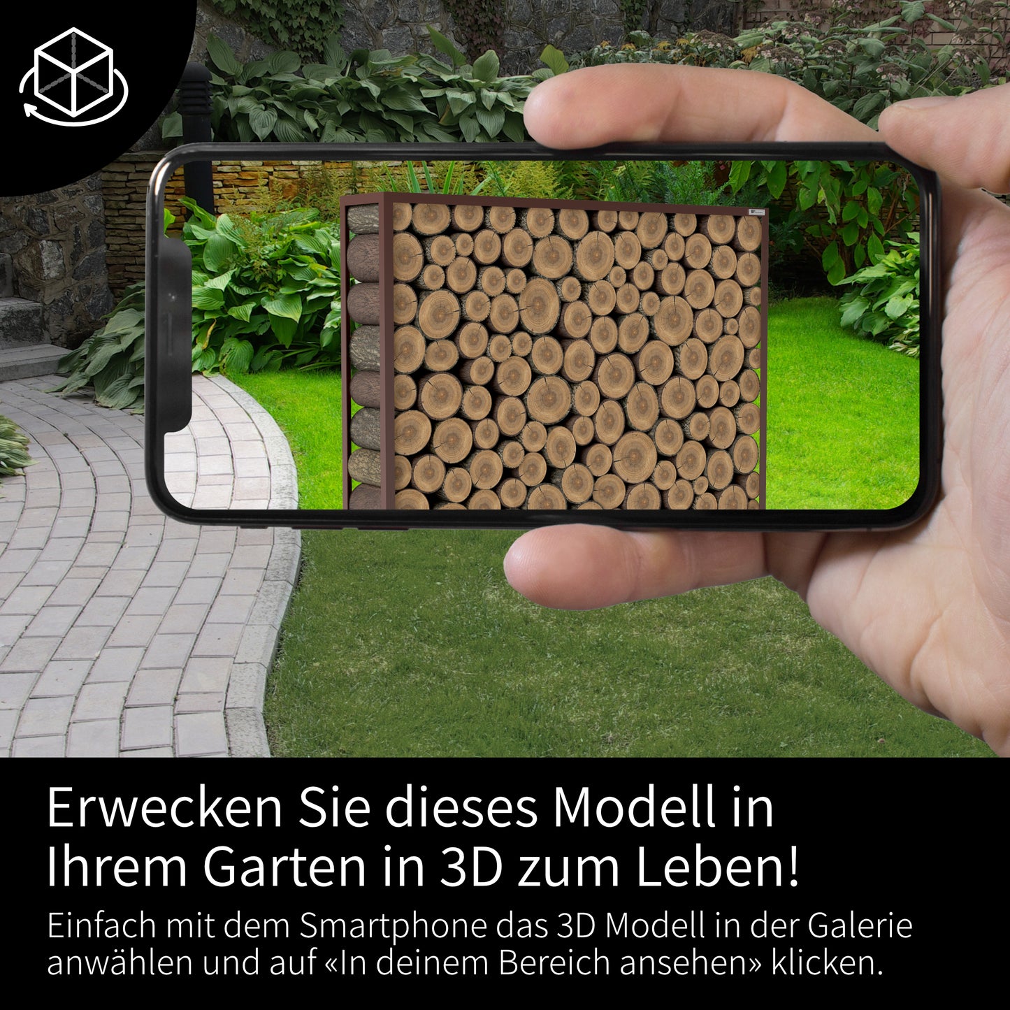 Kaminholzregal Braun 3D - StahlFabrik