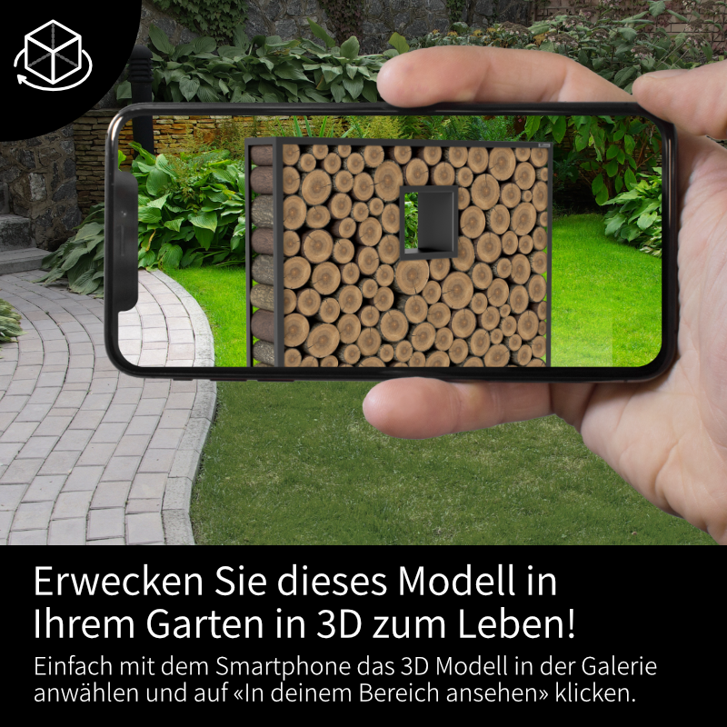 3D Kaminholzregal Fenster Schwarz eckig