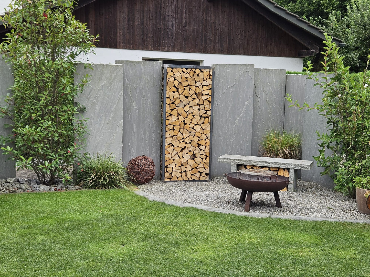 Kaminholzregal Anthrazit «Coal Craft», 100-200 x 35 x 180 cm