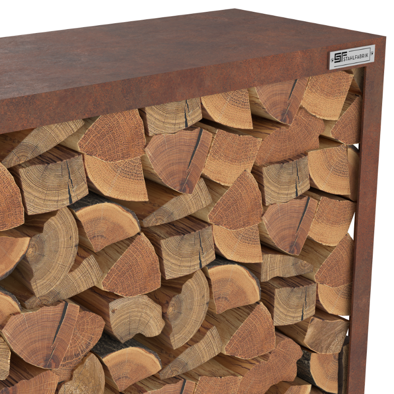 Kaminholzregal Rost Scheiterholz Dach - StahlFabrik