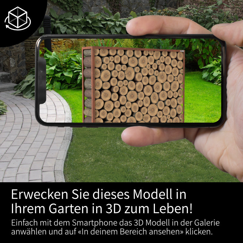 3D augmented reality - Kaminholzregal Rost - StahlFabrik
