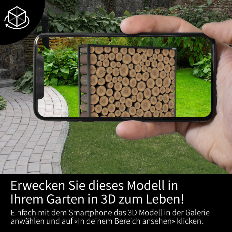 3D augmented reality - Kaminholzregal Schwarz Pulverlack - StahlFabrik
